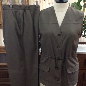 Cool Summer Casual Mocha Brown 2pc Pantsuit by CLICK Size 12